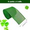 4 Rolls Shamrock Wired Edge Ribbon - 2.5''×24 Yard St Patrick's Day Green Wired Ribbon, Burlap Plaid Shamrock Fabric Craft Irish Ribbon for Gift Wrapping, Wedding Birthday Crafts Decorations